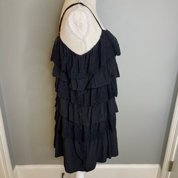 Do & Be Tiered Paloma Layered Black Ruffle Spaghetti Strap Dress, M - Picture 4 of 7